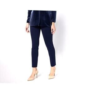 Susan Graver Petite L Black Status Stretch Slim Leg Ankle Pant A623500 NWOT